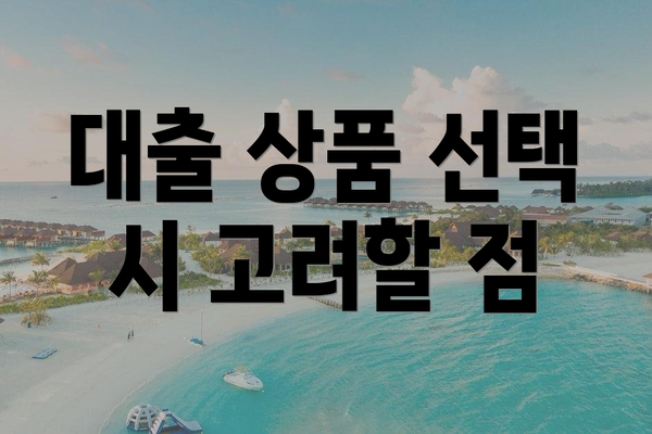 대출 상품 선택 시 고려할 점