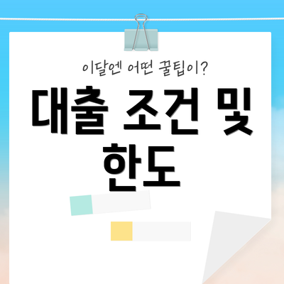 대출 조건 및 한도