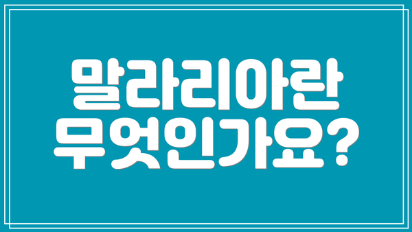 말라리아란 무엇인가요?