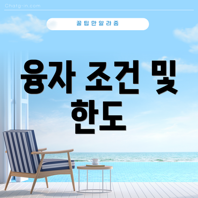 융자 조건 및 한도