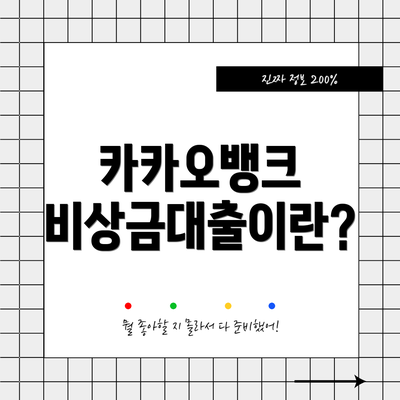 카카오뱅크 비상금대출이란?