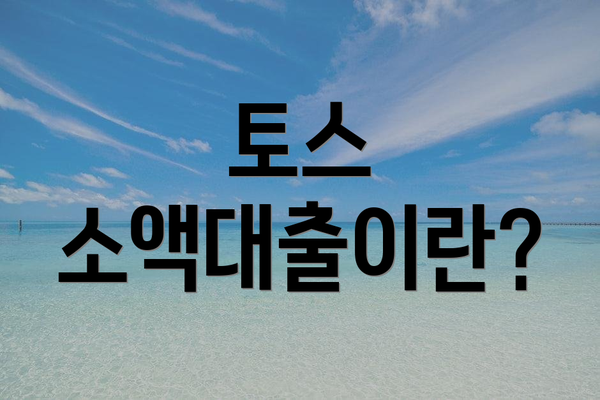 토스 소액대출이란?