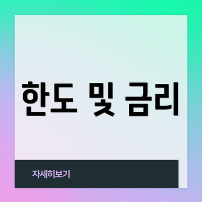 한도 및 금리