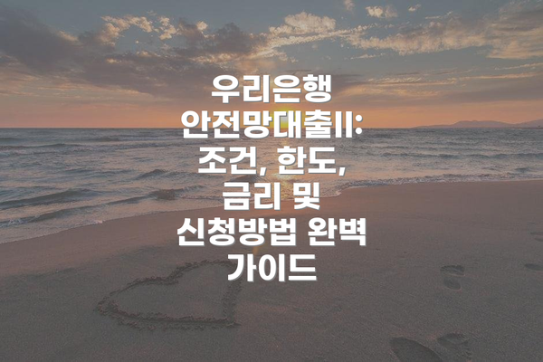 우리은행 안전망대출II: 조건, 한도, 금리 및 신청방법 완벽 가이드