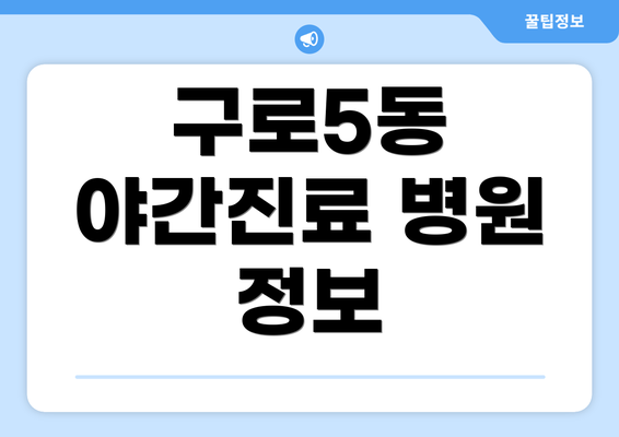 구로5동 야간진료 병원 정보