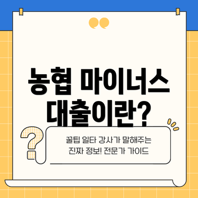 농협 마이너스 대출이란?