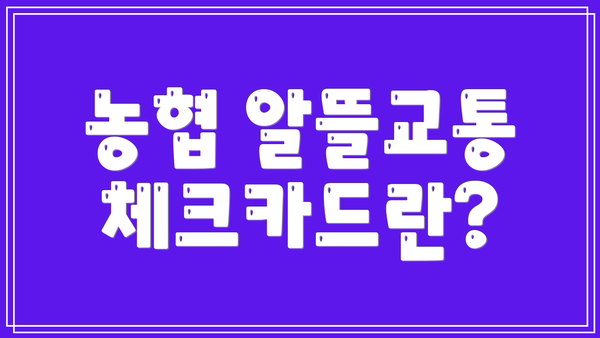 농협 알뜰교통 체크카드란?