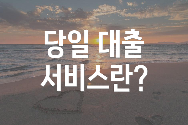 당일 대출 서비스란?