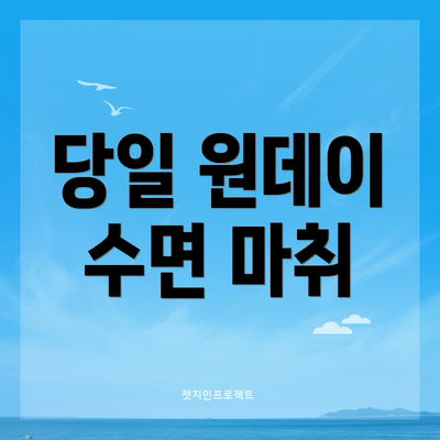 당일 원데이 수면 마취