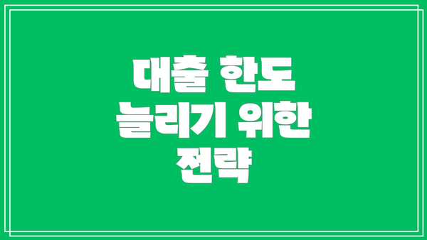 대출 한도 늘리기 위한 전략