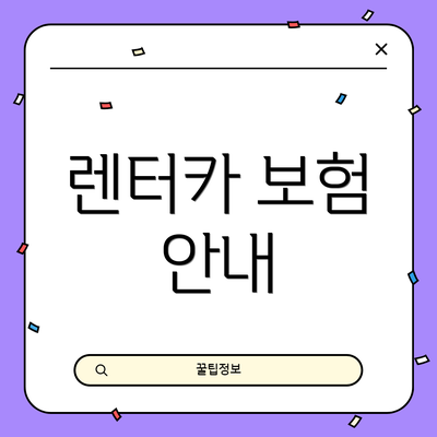 렌터카 보험 안내