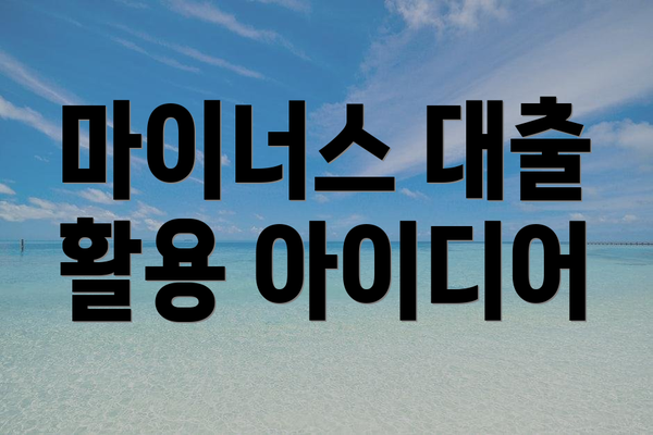 마이너스 대출 활용 아이디어