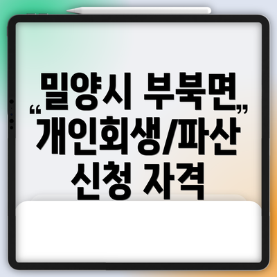밀양시 부북면 개인회생/파산 신청 자격