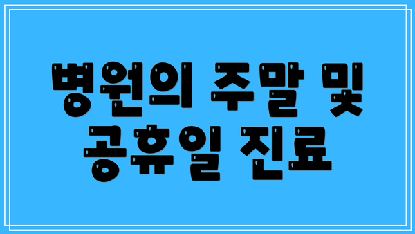 병원의 주말 및 공휴일 진료