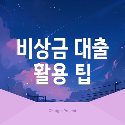 비상금 대출 활용 팁