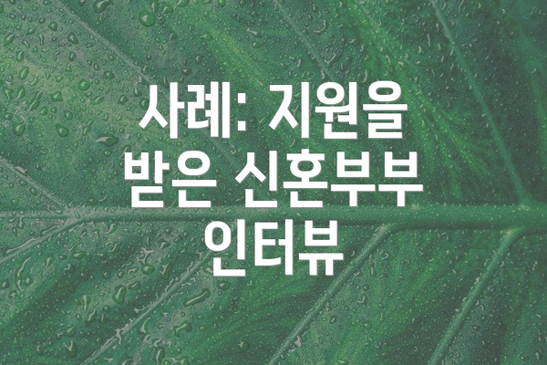 사례: 지원을 받은 신혼부부 인터뷰