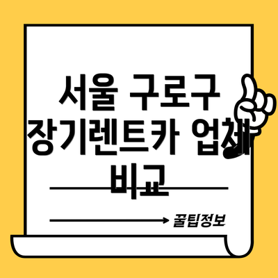 서울 구로구 장기렌트카 업체 비교