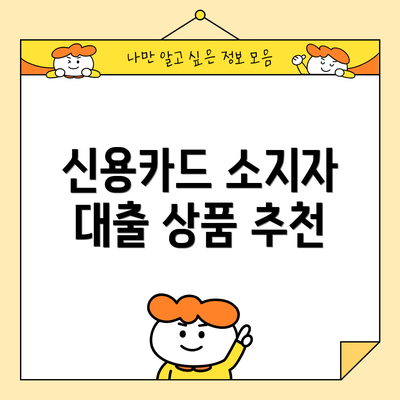 신용카드 소지자 대출 상품 추천