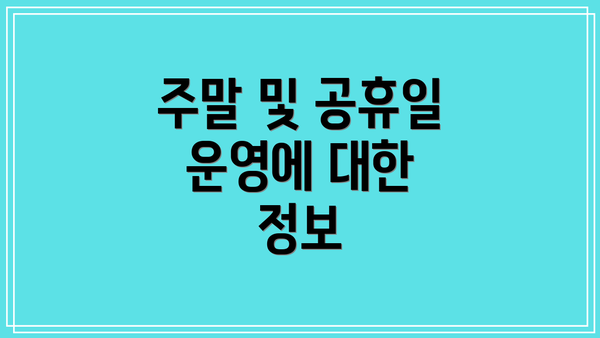 주말 및 공휴일 운영에 대한 정보