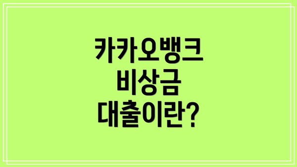카카오뱅크 비상금 대출이란?