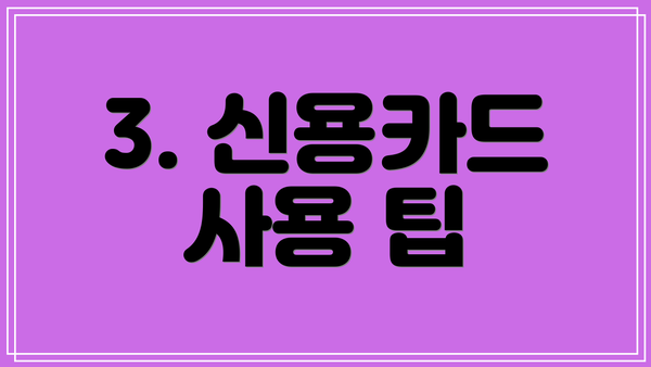 3. 신용카드 사용 팁
