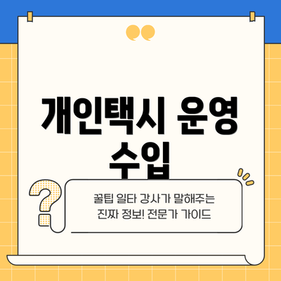 개인택시 운영 수입