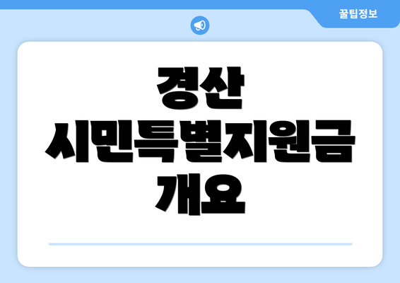 경산 시민특별지원금 개요