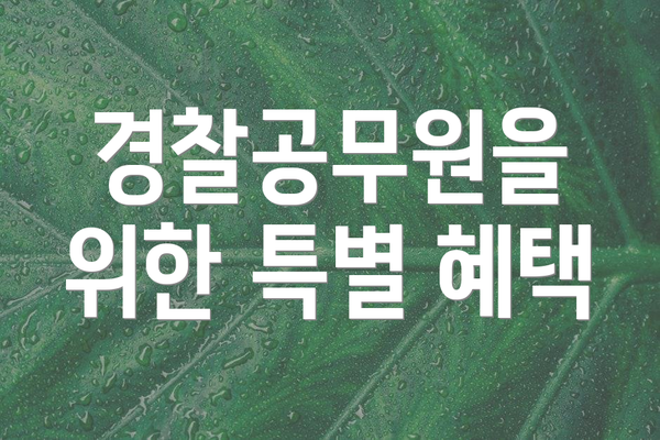 경찰공무원을 위한 특별 혜택