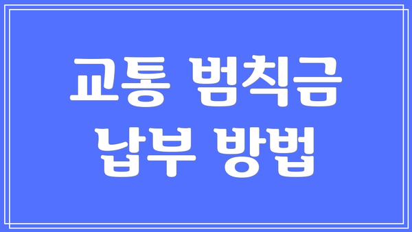 교통 범칙금 납부 방법