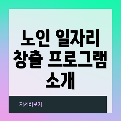 노인 일자리 창출 프로그램 소개