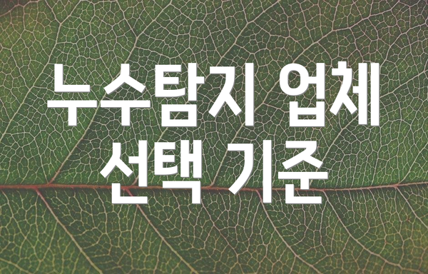 누수탐지 업체 선택 기준