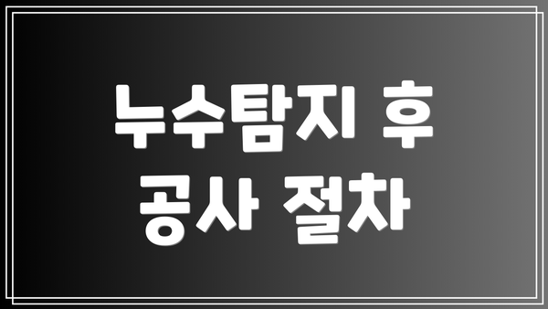 누수탐지 후 공사 절차