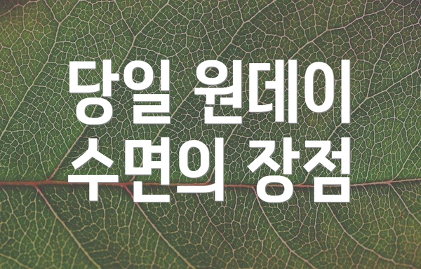 당일 원데이 수면의 장점