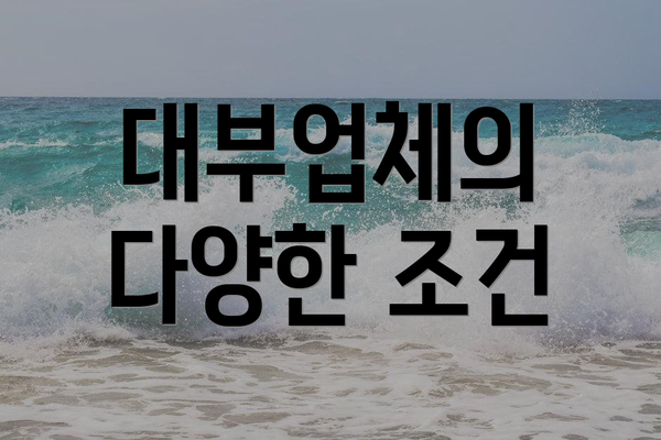 대부업체의 다양한 조건