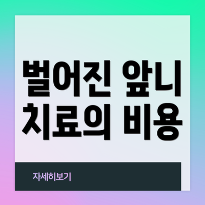 벌어진 앞니 치료의 비용