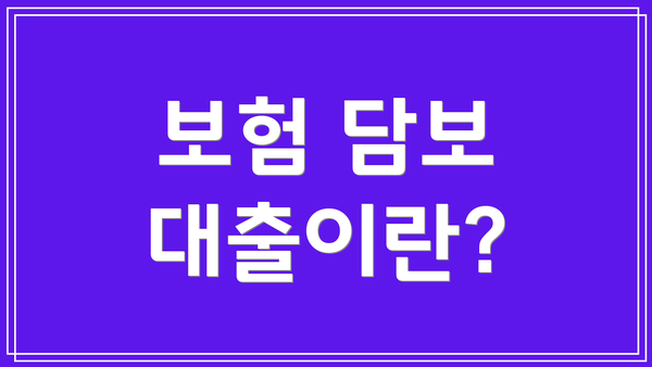 보험 담보 대출이란?