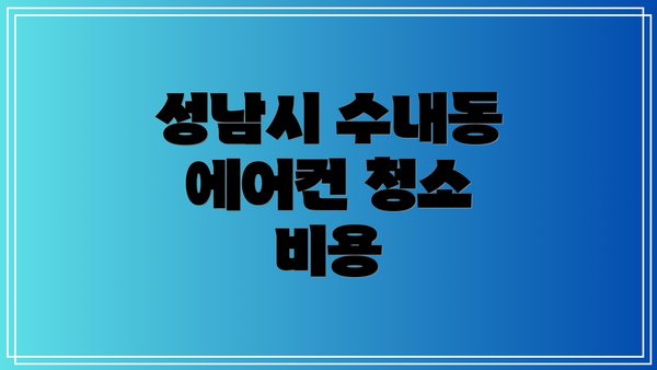 성남시 수내동 에어컨 청소 비용
