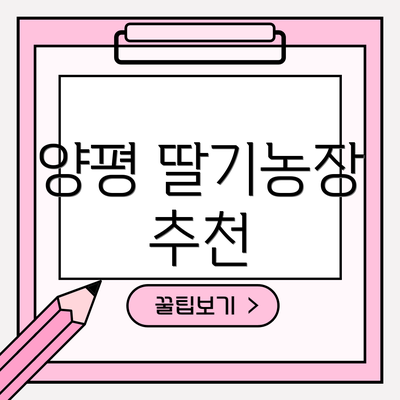 양평 딸기농장 추천