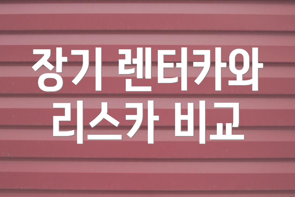 장기 렌터카와 리스카 비교