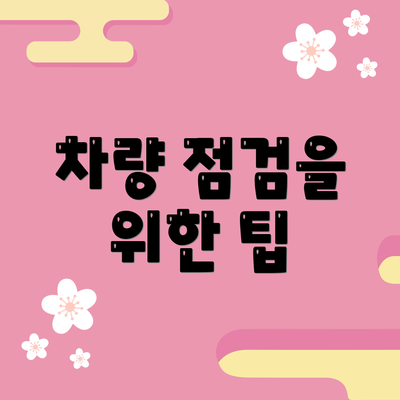 차량 점검을 위한 팁