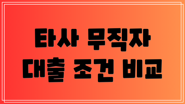타사 무직자 대출 조건 비교
