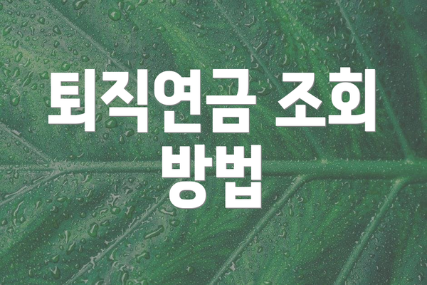 퇴직연금 조회 방법