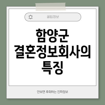 함양군 결혼정보회사의 특징